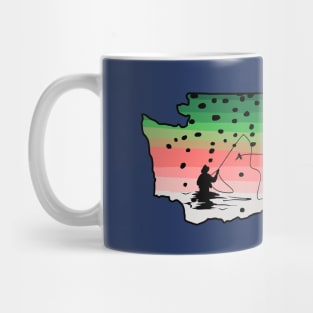 Rainbow Trout Fly Fish Washington State Map Fly Fishing Fisherman Gifts Mug